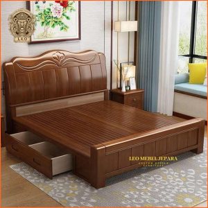 tempat tidur kayu modern