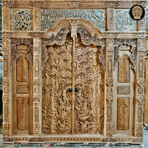 Pintu Rumah Gebyok Ukir Realif Kayu Jati