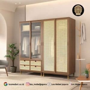 Lemari Pakaian Minimalis Sliding 4 Pintu