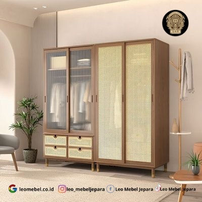 Lemari Pakaian Minimalis Sliding 4 Pintu