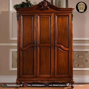 Lemari Pakaian Ukir Mewah Kayu Jati Pilihan