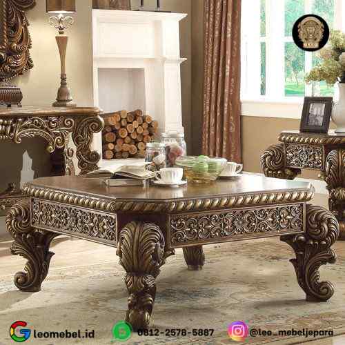 Meja Kopi Ukir Berkualitas Kayu Jati