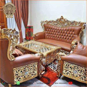 Kursi Ruang Tamu Mewah Sultan Ukir Kayu Jati