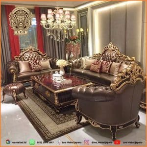 Kursi Ruang Tamu Mewah Ukir Kayu Jati Terbaru