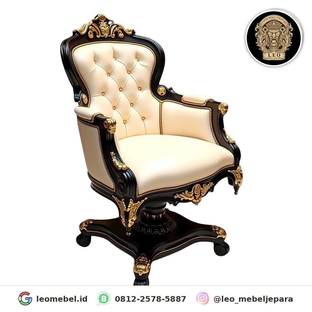 Kursi Singgasana Ukir Klasik Hitam Gold