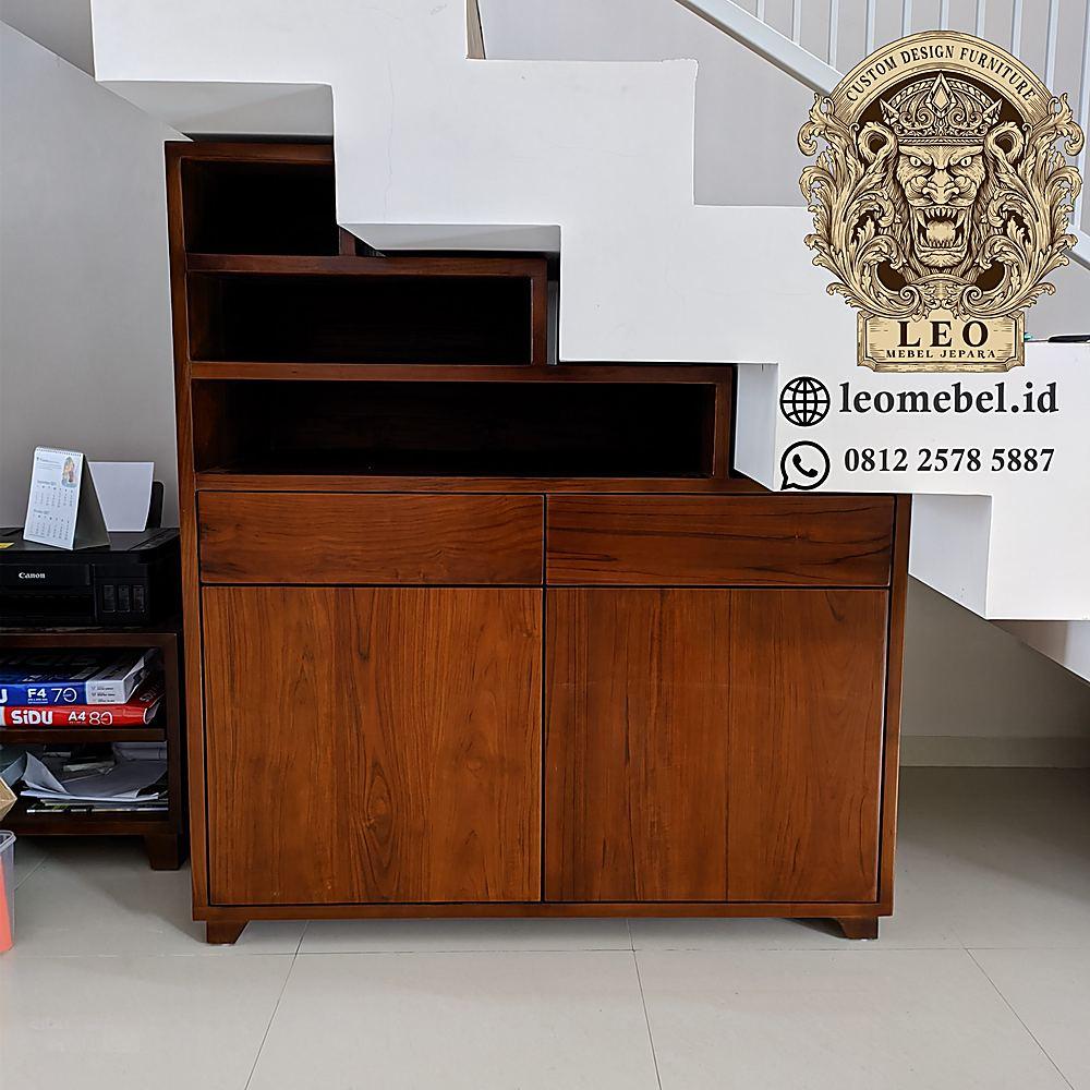 Lemari Bawah Tangga Minimalis dari Leo Mebel Jepara