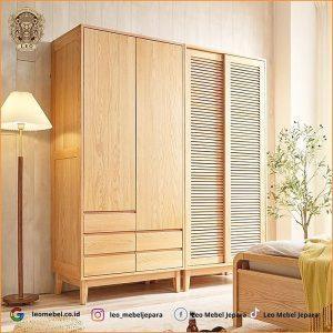 Lemari Pakaian Minimalis Kayu Jati Modern 4 Pintu