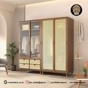 Lemari Pakaian Minimalis Sliding 4 Pintu