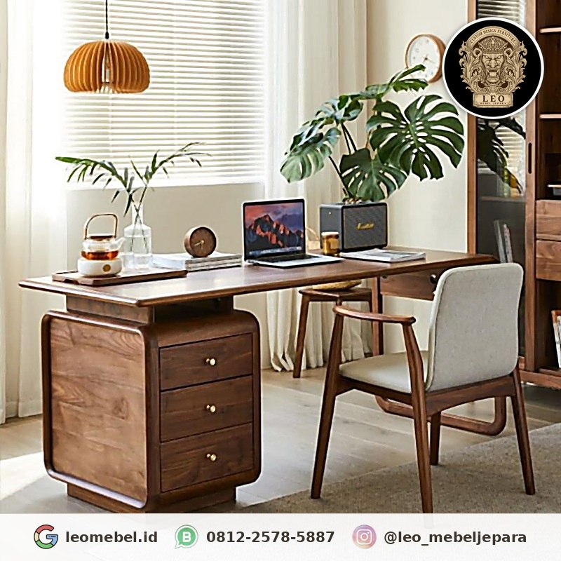 Meja Kerja Minimalis 3 Laci Gold