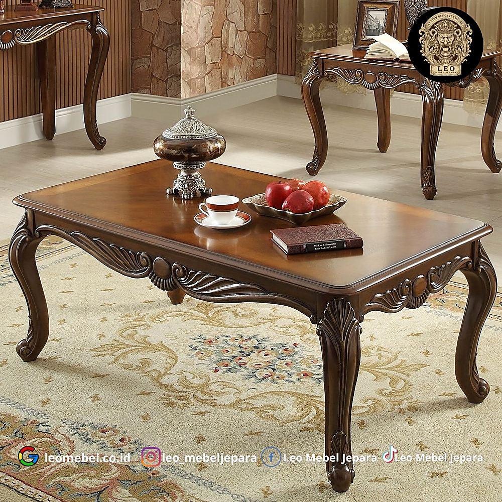 Meja Kopi Ukir Kayu Jati