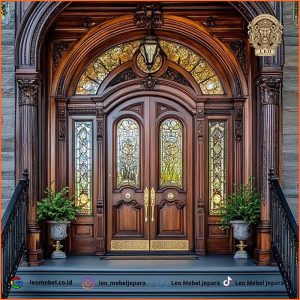 Pintu Rumah Kupu Tarung Ukir Kayu Kayu Jati Mewah