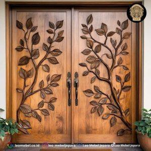 Pintu Ukir Daun Kayu Solid