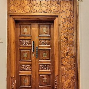 Pintu Utama Kayu Jati Minimalis Modern