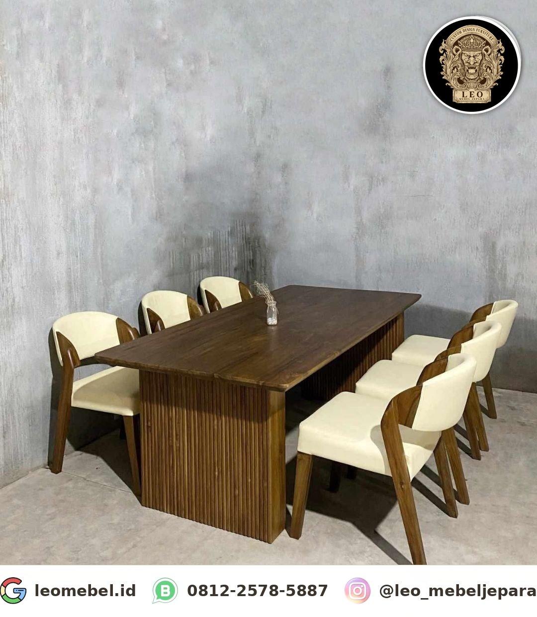 Set Meja Makan Modern Panel 8 Kursi