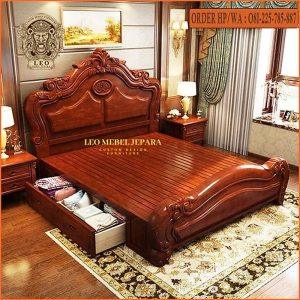 Tempat Tidur Kayu Jati Mewah Leo Mebel Jepara