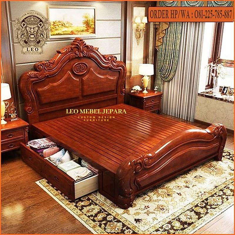 Tempat Tidur Kayu Jati Mewah Leo Mebel Jepara