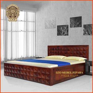 Tempat Tidur Kayu Jati Minimalis Modern Salak Brown