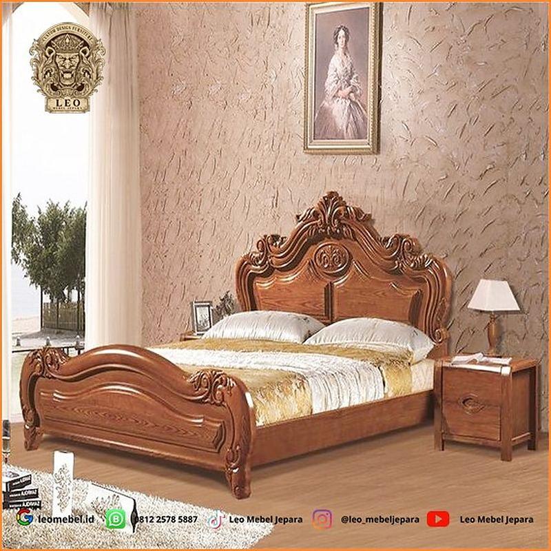 Tempat Tidur Kayu Jati Ukir Mewah Terbaru