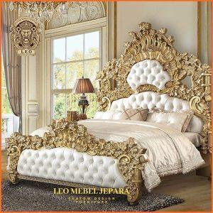 Tempat Tidur Mewah Kayu Jati Gold Glossy