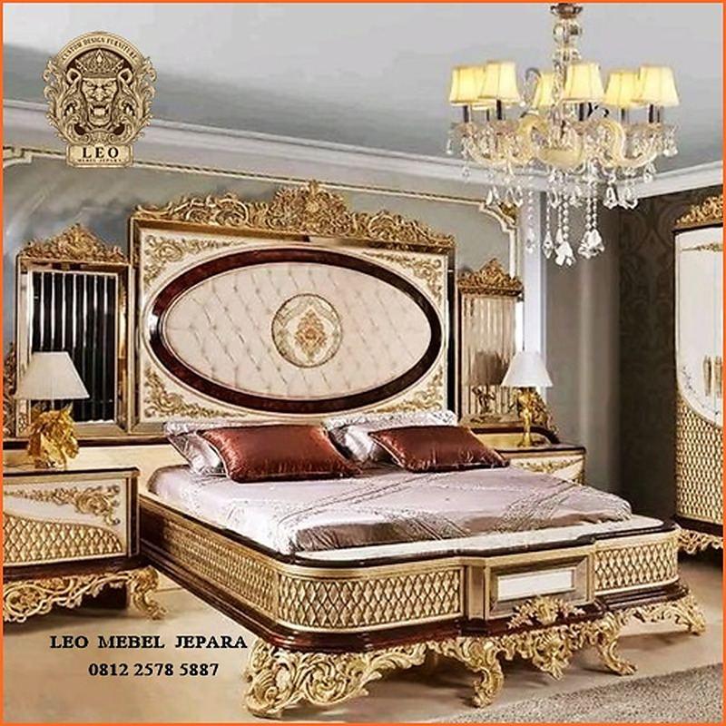 Tempat Tidur Mewah Kayu Jati Gold Kombinasi Natural