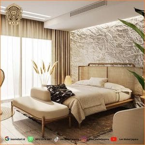 Tempat Tidur Minimalis Custom Kombinasi Rotan Alami