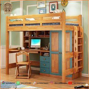 Tempat Tidur Tingkat Bawah nya Meja Belajar Kayu Jati