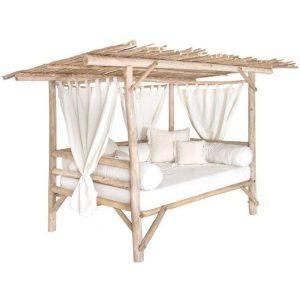 Bale Bale Outdoor Kayu Log Natural Canopy Tirai Leo Mebel Jepara