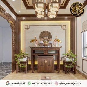 Set ruang meja altar sembahyang Tionghoa kayu jati lengkap