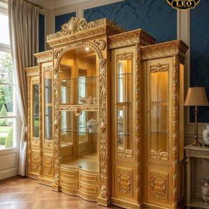 Lemari Display Ukir Klasik Gold Baroque