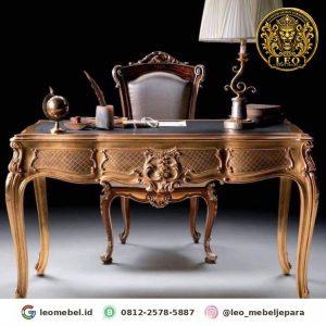 Set Meja Tulis Ukir Klasik Gold (Rococo) + Kursi